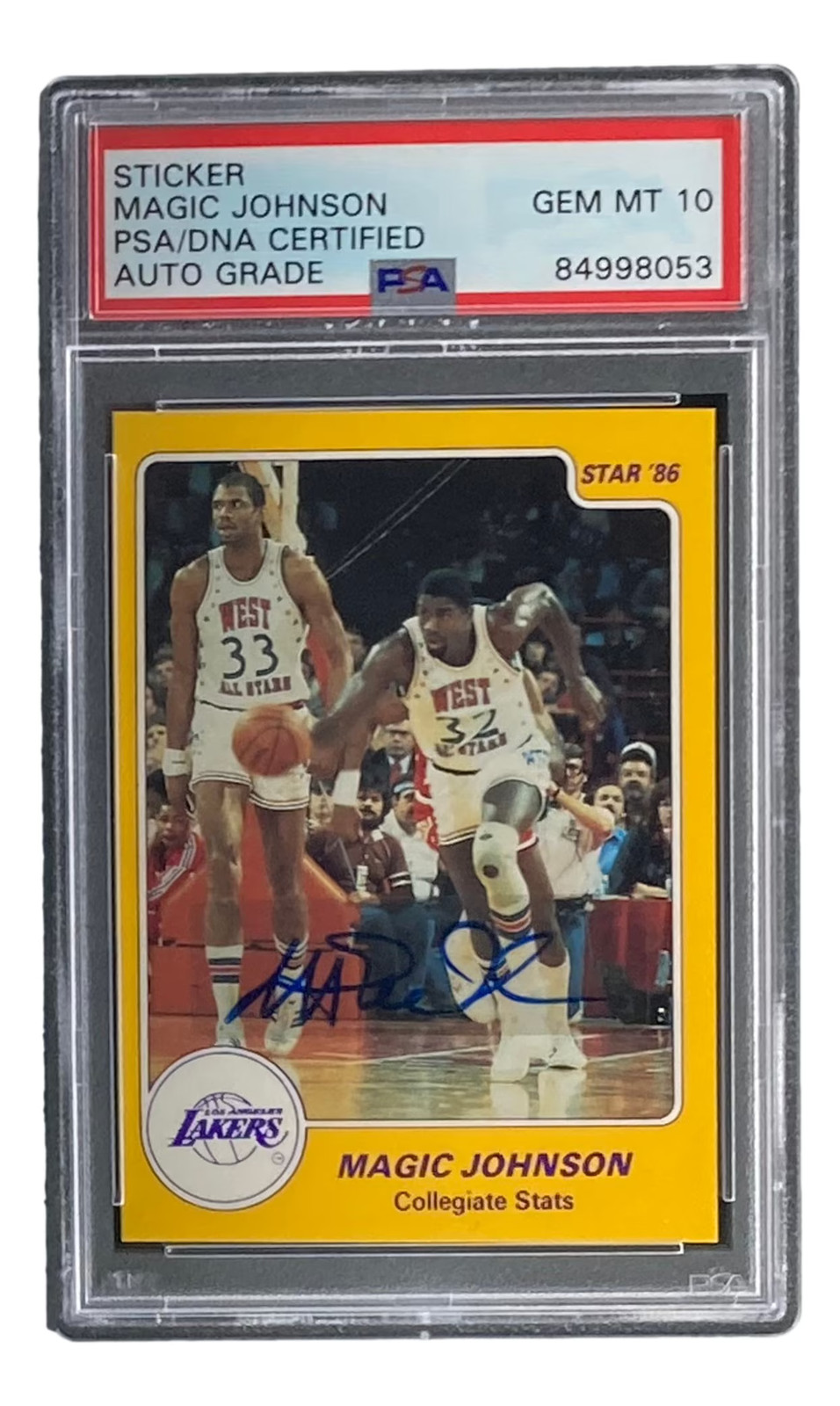 Magic Johnson Signed LA Lakers 1986 Star #2 Trading Card PSA/DNA Gem MT 10 view 3