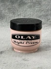 Vintage Olay Vitalizing Night Cream Pink Milk Glass Jar 2 oz Collectible Vanity