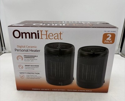 OmniHeat Digital Ceramic Personal Heater, 2 Pack