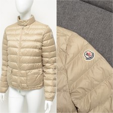 Authentic Women's Moncler Lans Beige Down Puffer Quilted Jacket Size 3,~M