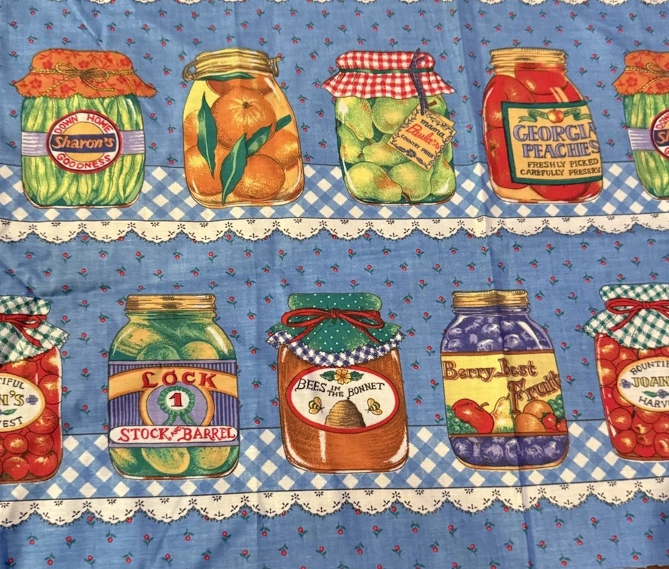 Joan Kessler Concord Fabric CANNING JARS Vtg 1993 Kitchen Cotton 15 x 46” - Image 3 of 3