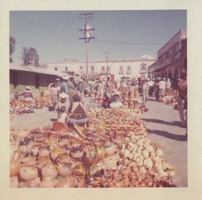 Mexico City Marketplace Pottery Ceramics Vendor VINTAGE COLOR PHOTO ORIGINAL