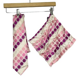 The Big Knot by Steven Land Polka Dot Silk Necktie Pocket Square Set Pink Purple