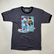 Looney Tunes Tasmanian Devil Gray Ringer Graphic T-Shirt Size Medium TAZ