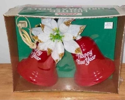 Vintage NOMA Twinkle Bells Light Up Decor- Merry Christmas Happy New Year - NIB