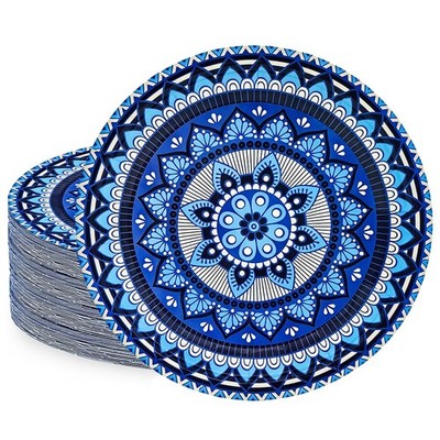 Floral Blue White Flower Party Supplies Paper Plates 7 Inch Wedding 50 PCS
