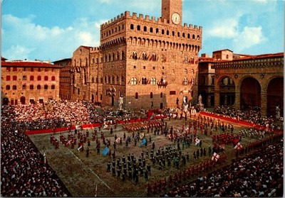 Calcio Storico Postcard Signoria Square in Costume Medieval Soccer Game Italy