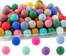 60Pcs 19Mm Silicone Beads for Keychain Making Mix Color round Beads for Pens and