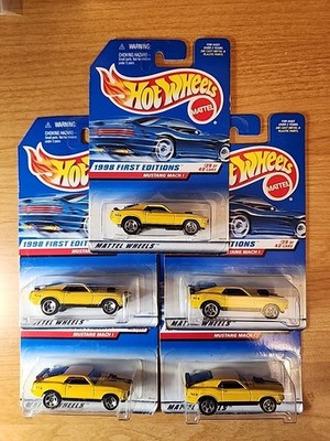 Hot Wheels Yellow MUSTANG MACH 1 1998 First Editions 29 Of 40 #670 Lot of 5 cars