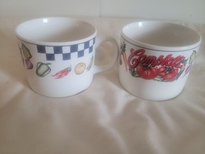 2 Campbells Soup Mugs Ceramic Porcelain By Gibson Campbell Advertisement 1997