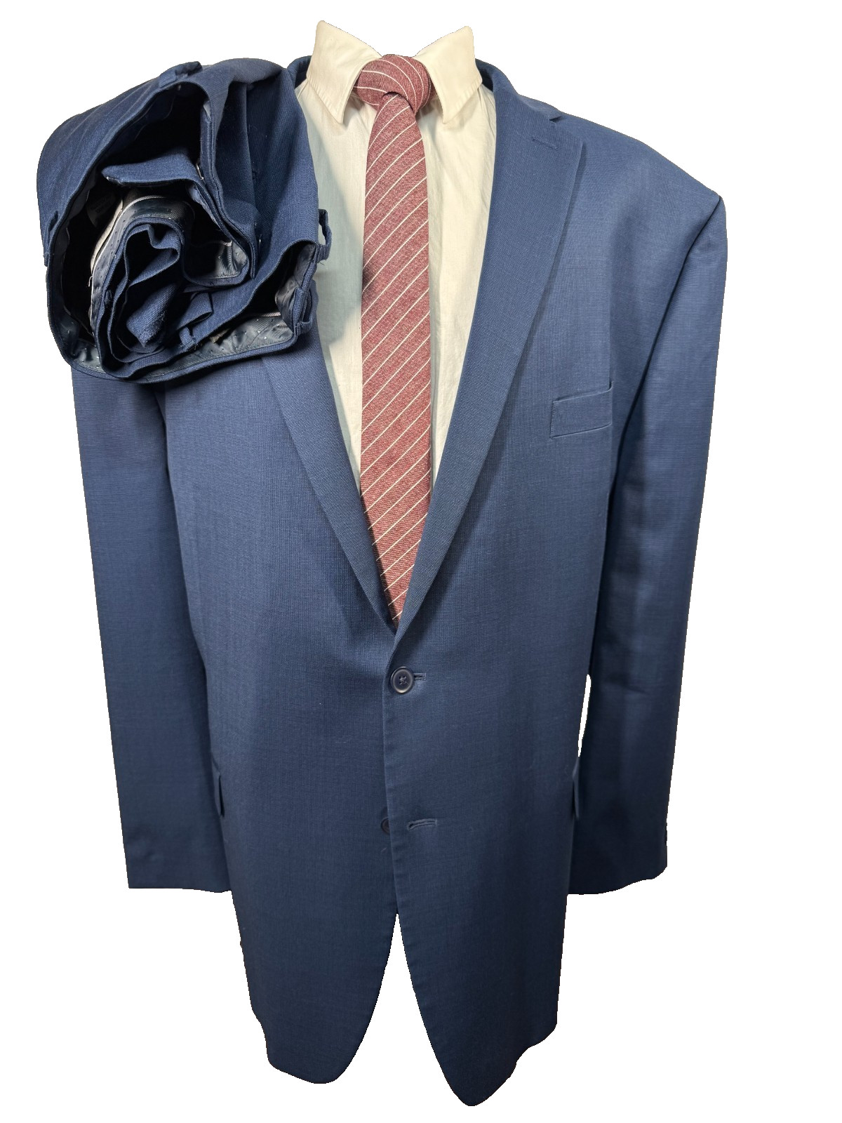 MICHAEL STRAHAN Mens Blue BIG & TALL STRETCH Wool 2pc Suit 5