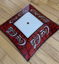 Vintage Coca-Cola Tiffany Style Stained Glass Square Ceiling Light Cover MCM Bar