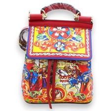 Zainetto in Ecopelle con manico, h 32 x 23 cm ca. decoro teatro dei Pupi sicilia