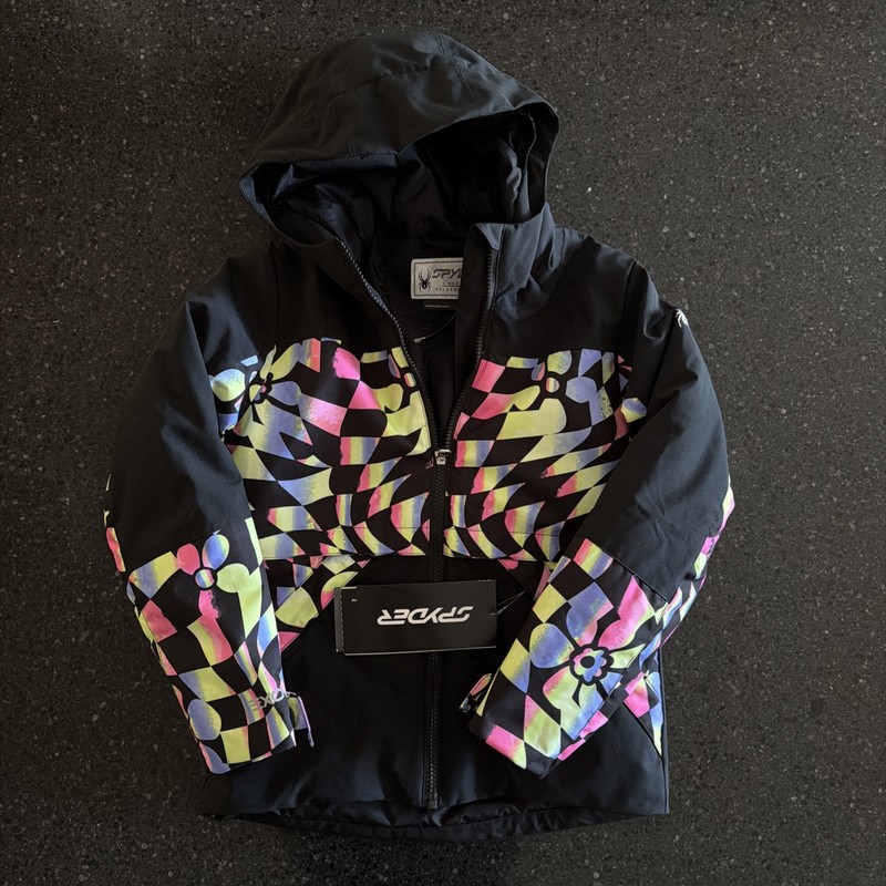 Spyder Rainbow Ski Jacket Girl’s Size 8 NWT Black MSRP $189.00