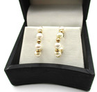 14K Yellow Gold Pearl And Gold Ball Hoop Earrings [E363] — photo 8