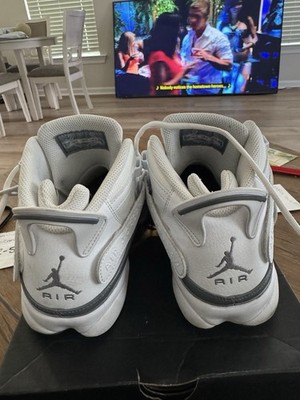 Jordan 6 Rings White Gray Men's Mid Top Basketball Sneakers Lace Up Rubber Sole