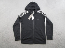 Adidas Hoodie Sweatshirt Black Full Zip Mens Size S 3 Stripes Track Active NEW