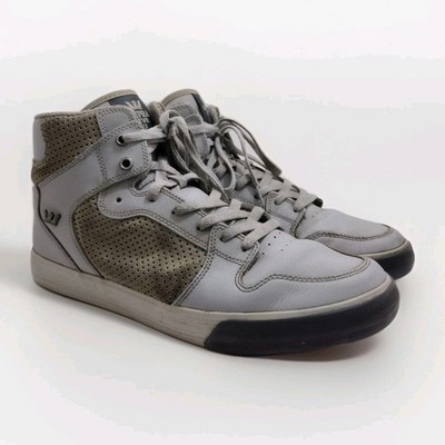 Supra Vaider Men's Size 11 Gray Leather Classic High Top Skate Shoe Sneakers