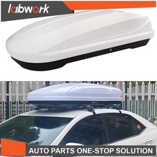 Labwork 14 Ft Abs Car Roof Top Box Cargo Luggage Carrier 2 Locks White