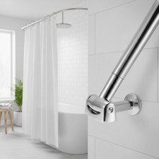 Adjustable Curved Bathroom Shower Rod, 42-72 Inches, Rust-Proof Silver Finish