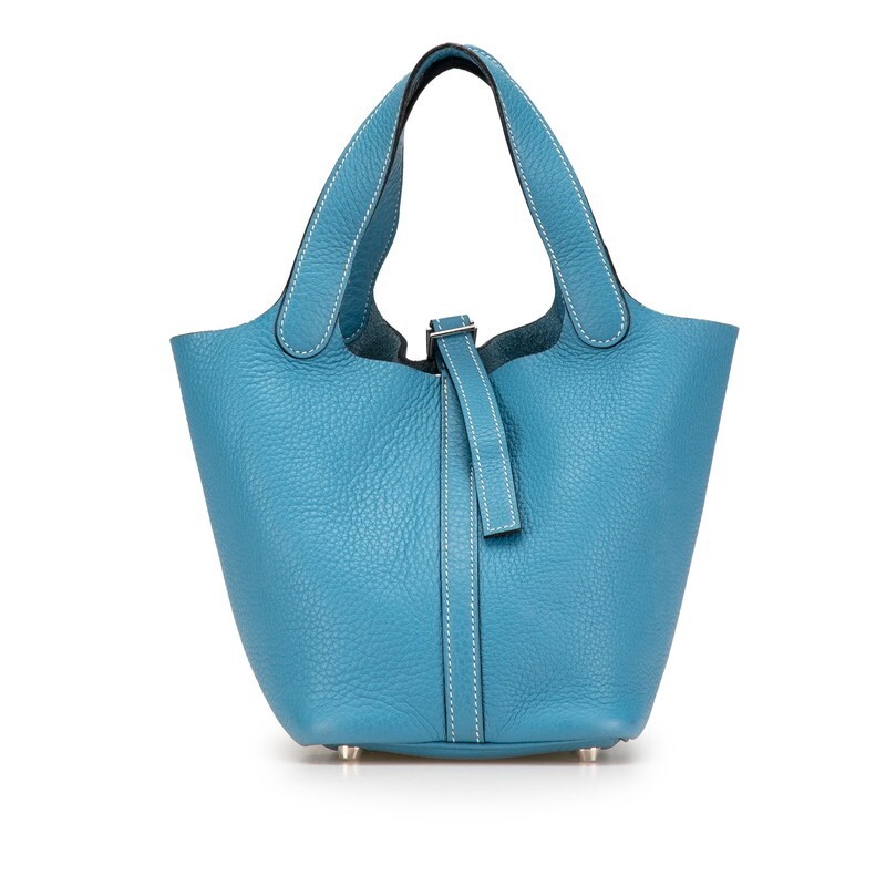 Hermes PicoTin PM Blue Jean Togo Leather Handbag 262299