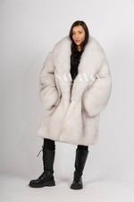 Luxury Scandinavian Saga Blue Fox Coat With Lavish Extra Long Collar