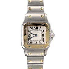 Cartier Santos Galbée 24 mm Ladies Quartz White Dial Two Tone Steel 18K Gold
