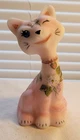 Fenton Opal Satin Happy Cat by Marilyn Wagner w/Flowers, Bluebird & lots of Frit