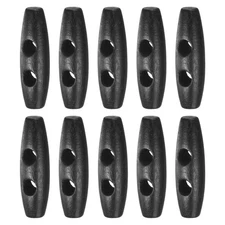 10PCS Wooden Toggle Buttons, 1.6x0.5in Natural Olive Shape Buttons [Black]