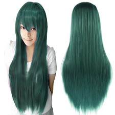 80cm Long Straight Natural Hair Cosplay Wigs with Bangs Colorful Halloween Co...