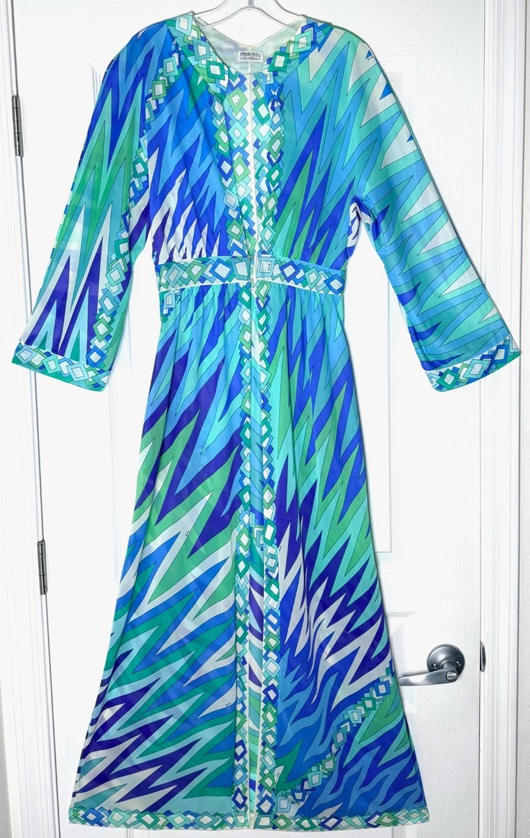 EMILIO PUCCI Formfit Rogers Mod Print Kimono Robe Open Maxi Dress