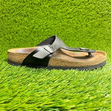 Birkenstock Gizeh Birko-Flor Mens Size 7 Black Brown Beach Outdoor Thong Sandals