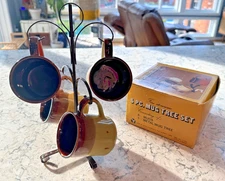 Vintage 1970s McCrory Mug Tree Set 4 Ceramic Mugs w/Stand - Made in Japan