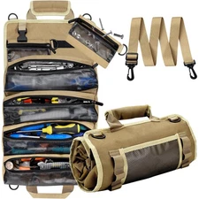 Tool Bag Roll Up, Heavy Duty Tool Organizer for Men, Portable Tool Storage Wi...
