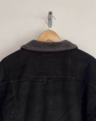 Levi’s Sherpa Trucker Jacket Vintage 90s Black Corduroy Grey Fur XXL - Picture 13 of 14