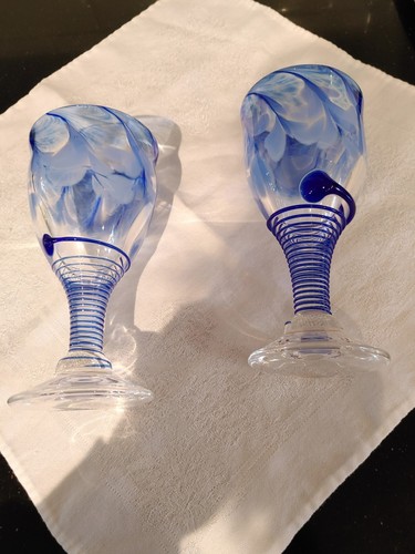 Buzz Williams, Cobalt Art Glass Goblets, Handblown, 2006, Oregon - Bild 2 von 9