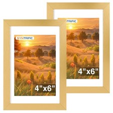 4x6 Picture Frame Set of 2,Display Pictures 3x5 with Mat or 4x6 Without Mat,W...