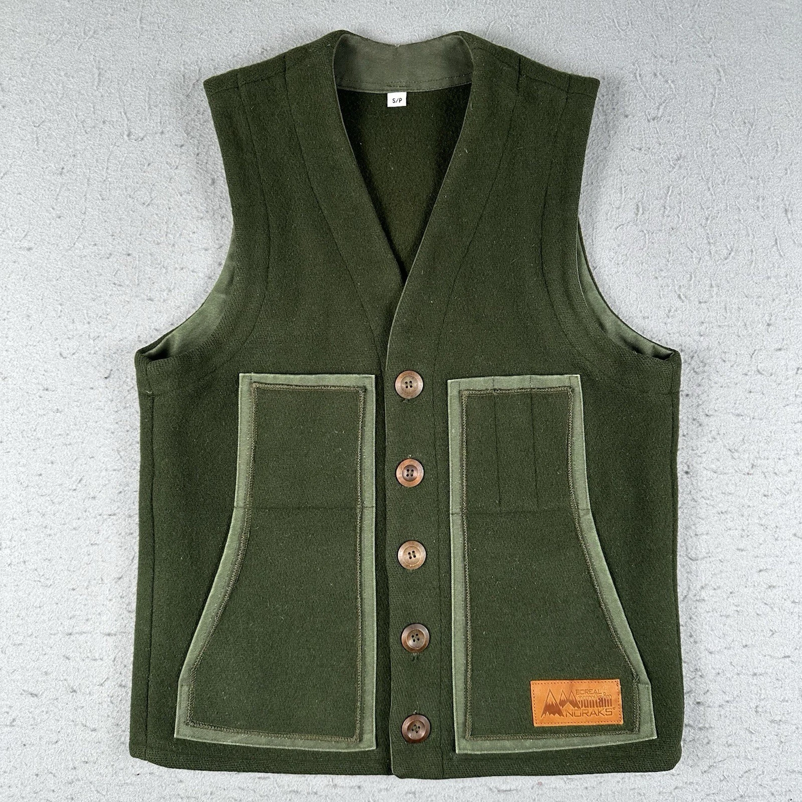 Boreal Mountain Anoraks Vest Men’s Small Green Wool Outdoor Hiking Hunting - product detail image 1