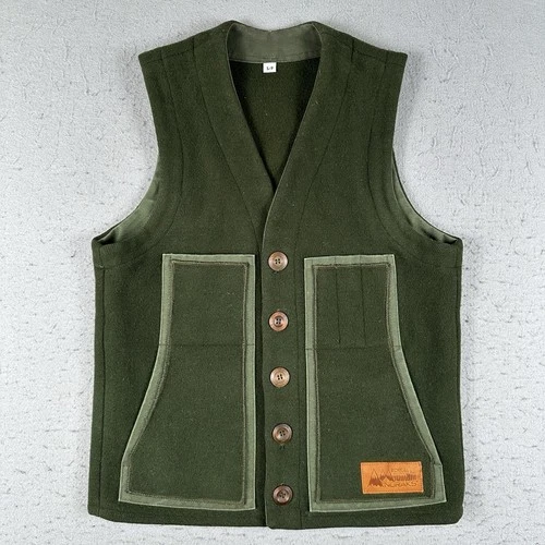 Boreal Mountain Anoraks Vest Men’s Small Green Wool Outdoor Hiking Hunting - product listing photo