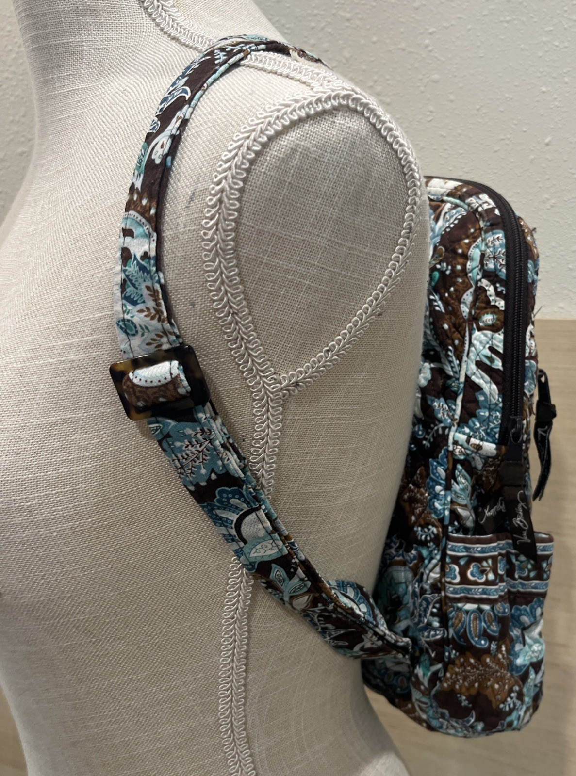 Vera Bradley Backpack Purse RETIRED Java Blue Pat… - image 8