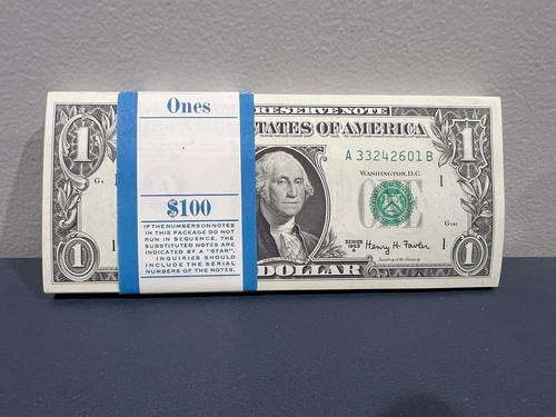 100 Consecutive 1963a $1 Federal Reserve Notes in BEP Strap Uncirculated A-B - Picture 4 of 4