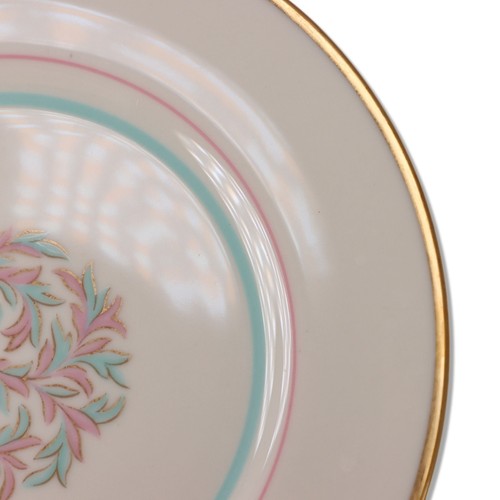 Franciscan Rossmore 6 3/8" Bread Butter Plates Turquoise & Pink USA 1940's - Picture 2 of 3