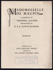 Mademoiselle de Maupin Golden Cockerel Press Prospectus Buckland-Wright 1938