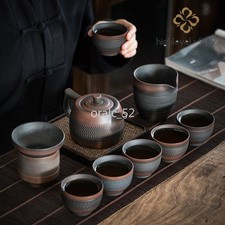 China Jianshui Purple Pottery tea set Retro Handmade tea pot cup bowl filter set