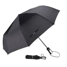 Travel Umbrella Windproof with Large Canopy 10 Reinforced 46 Inches Black
