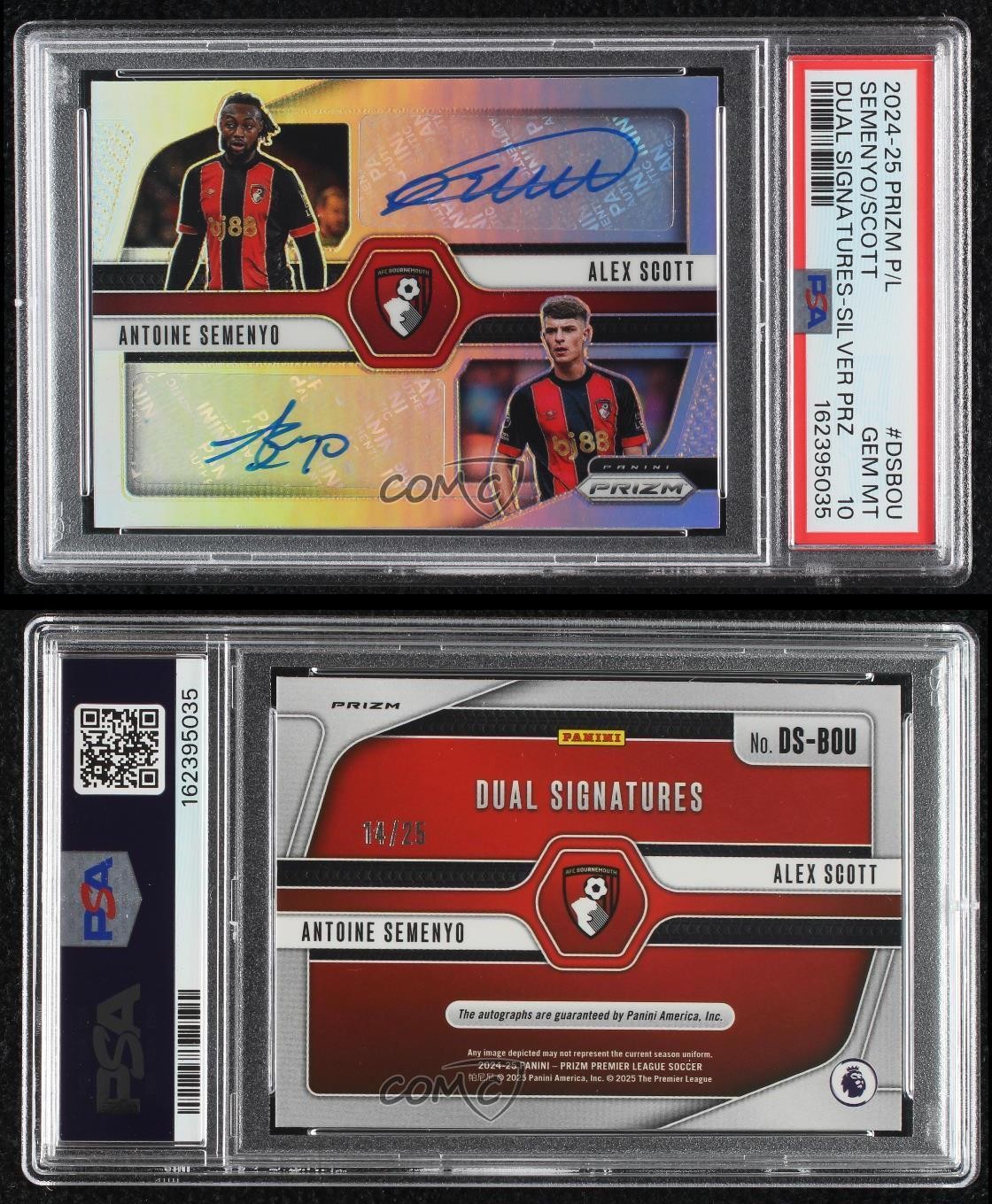 2024-25 Prizm Premier League Silver 14/25 Antoine Semenyo Alex Scott PSA 10 Auto view 3