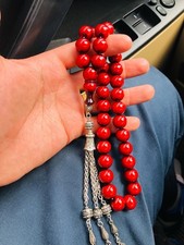 Faturan Cherry Islamic Prayer bakelite amber Rosary.12.5x12.5mm.33 beads.Tasbih