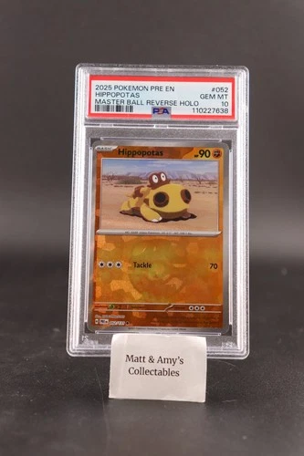 Hippopotas Master Ball Pattern 052/131 Prismatic Evolutions Holo PSA 10 Pop 32
