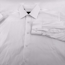 David Donahue Mens White 100 Cotton Long Sleeve Dress Shirt 17 32/33