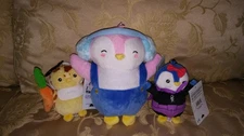 2 Pudgy Penguins 5" Clip On Giraffe Super Girl Keychains & 8" Earmuffs Plush